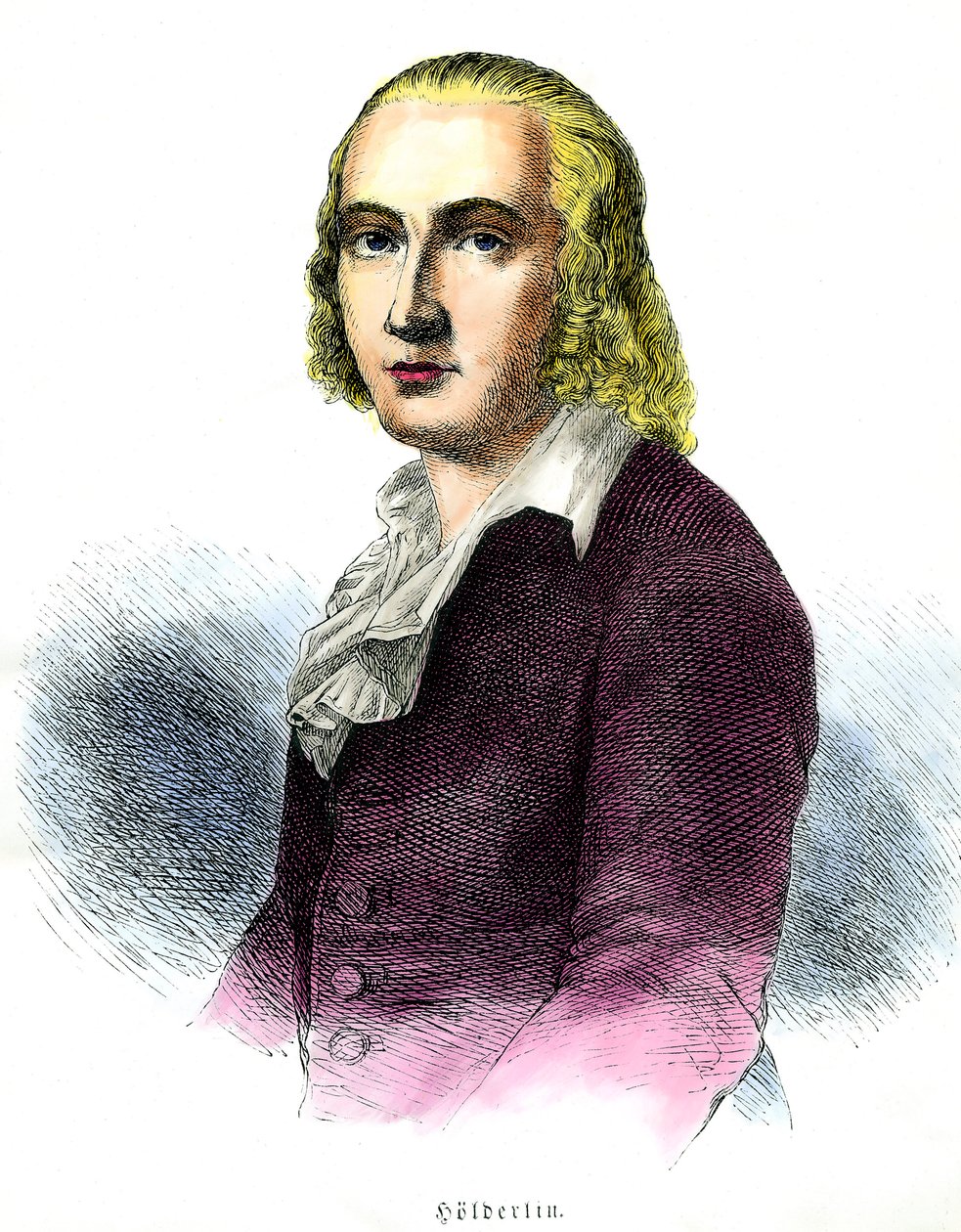 Retrato de Friedrich Hölderlin (1770-1843) poeta alemán Grabado del siglo XIX de Unknown artist