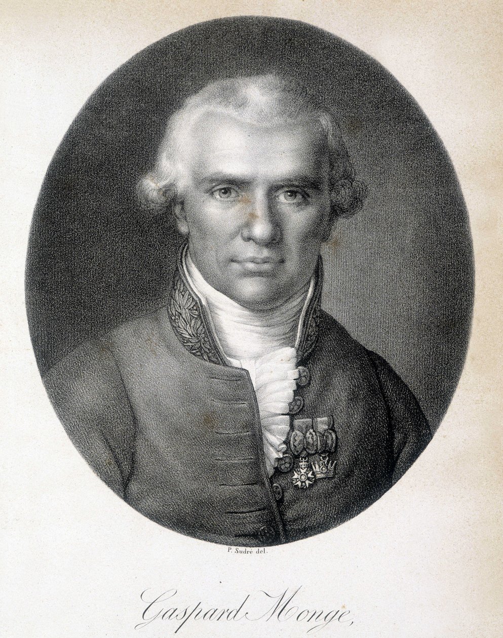 Retrato de Gaspard Monge, Conde de Peluse (1746 - 1818), matemático francés - grabado de Unknown artist