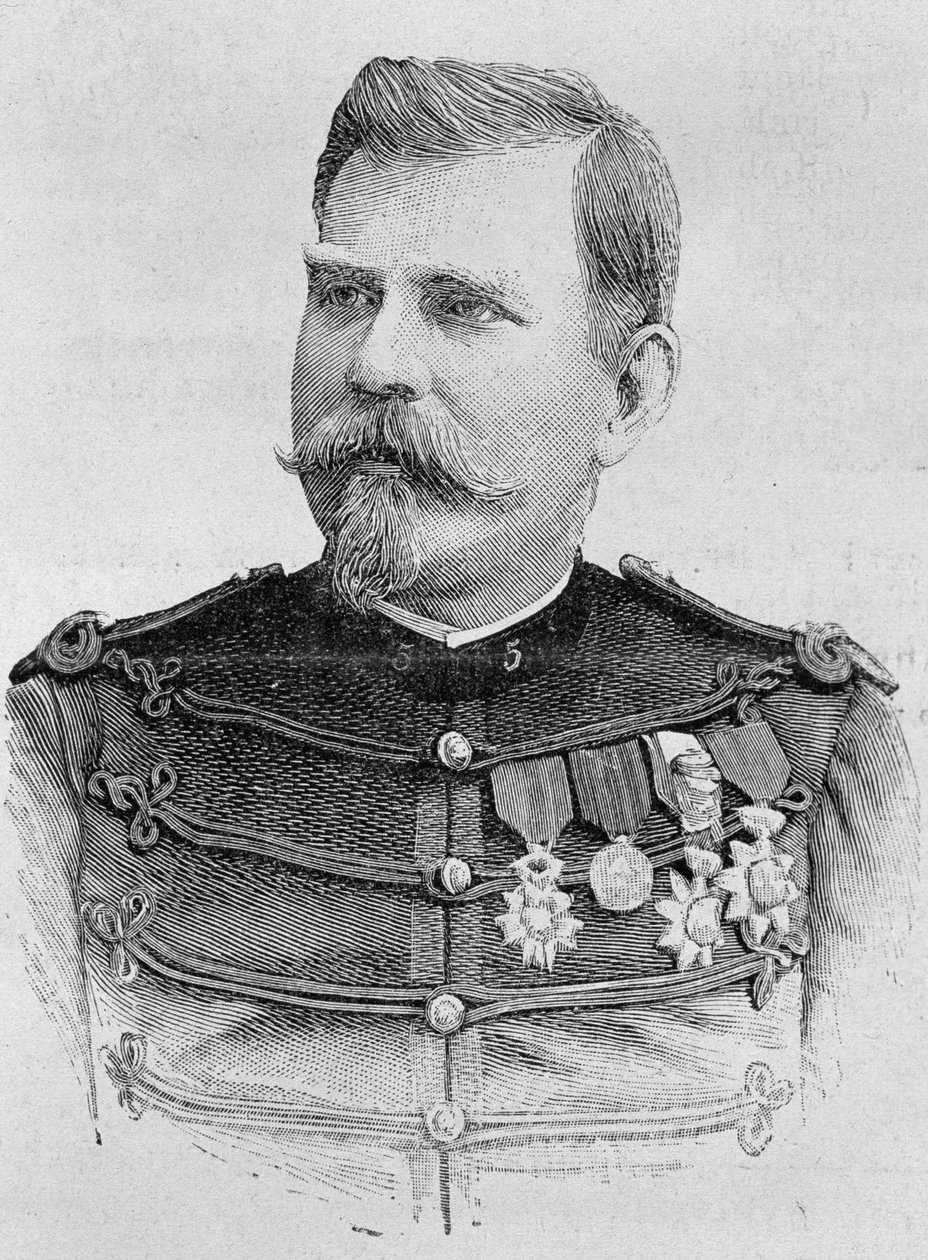 Retrato del General Joseph Joffre (1852 - 1931). Grabado de finales del siglo XIX en “Histoire de France” de H. Martin de Unknown artist