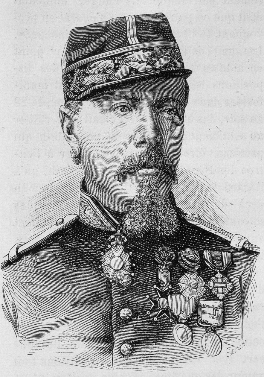 Retrato del General Lecomte fusilado por los insurgentes en 1871. Grabado de finales del siglo XIX en 