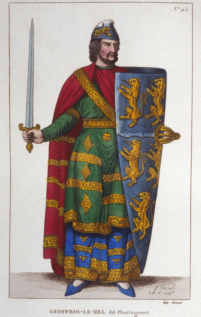 Retrato de Geoffroy V llamado Le Bel o Plantagenêt Conde de Anjou (1113-1151). Grabado de 1830 de Unknown artist