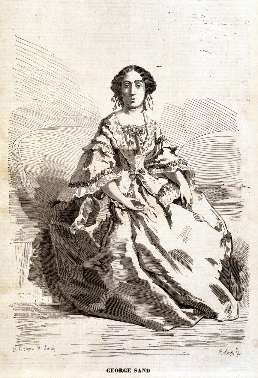Retrato de George Sand (Aurore Dupin, Baronesa Dudevant) (1804-1876). de Unknown artist