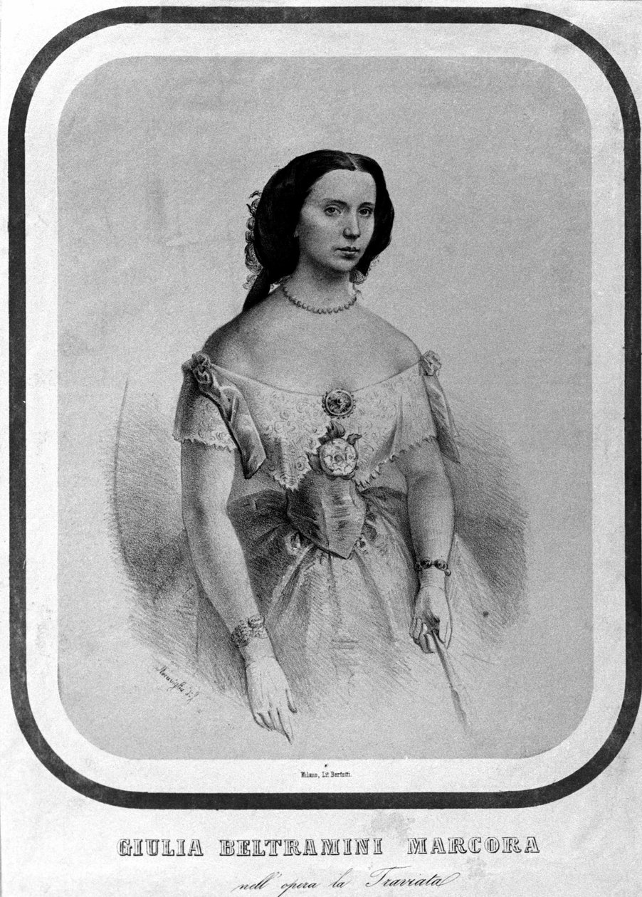 Retrato de Giulia Beltramini Marcora en “La traviata” de Giuseppe Verdi. Litografía de finales del siglo XIX de Unknown artist