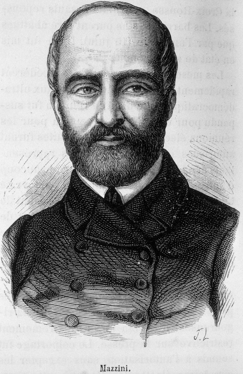 Retrato de Giuseppe Mazzini, patriota y revolucionario italiano (1805 o 1808 - 1872) de Unknown artist