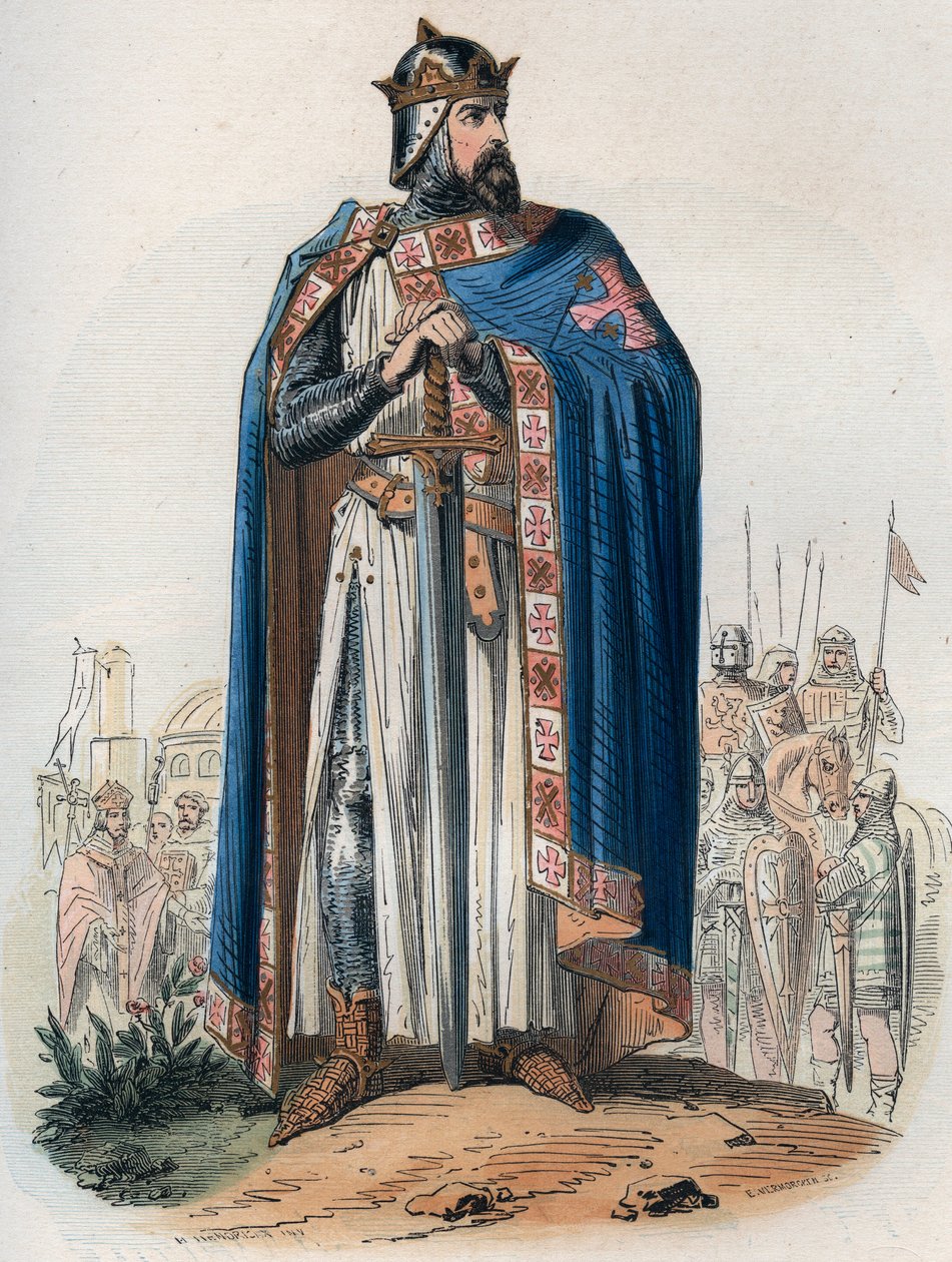Retrato de Godofredo de Bouillon (1061-1100) en traje de cruzado. Grabado de 1868 en “Histoire de Belgique desde los tiempos primitivos hasta el final del reinado de Leopoldo I” de Théodore Juste (1818-1888). Colección privada. de Unknown artist