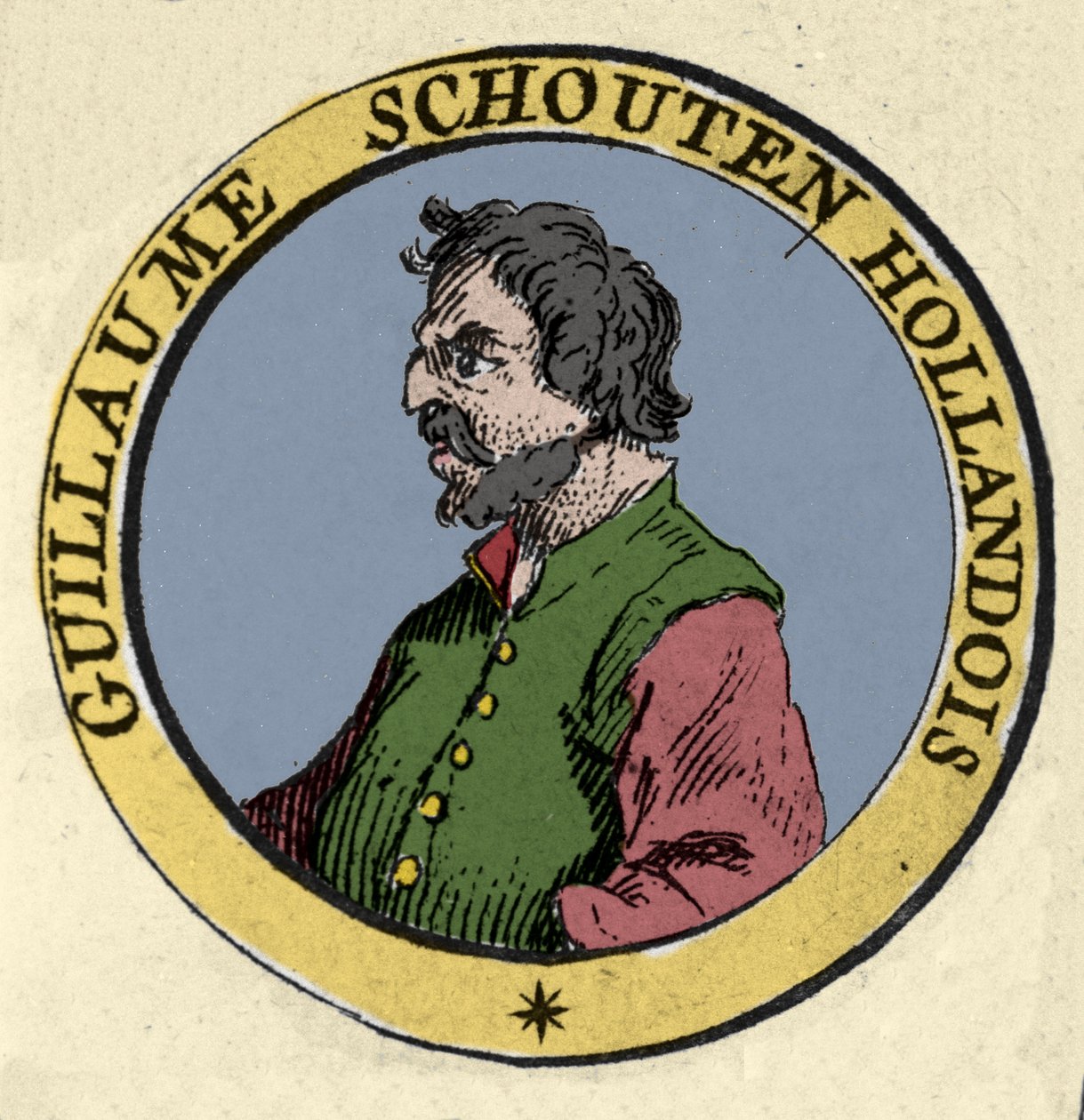 Retrato de Guillaume Schouten (1567-1625) navegante holandés. Grabado del siglo XIX de Unknown artist