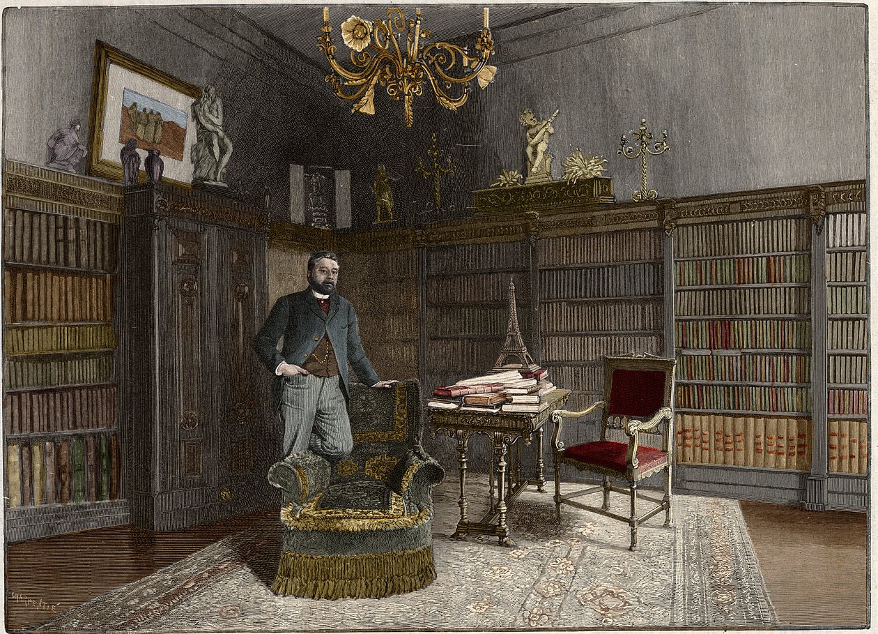 Retrato de Gustave Eiffel (1832-1923), ingeniero francés en 1892 en su oficina. de Unknown artist