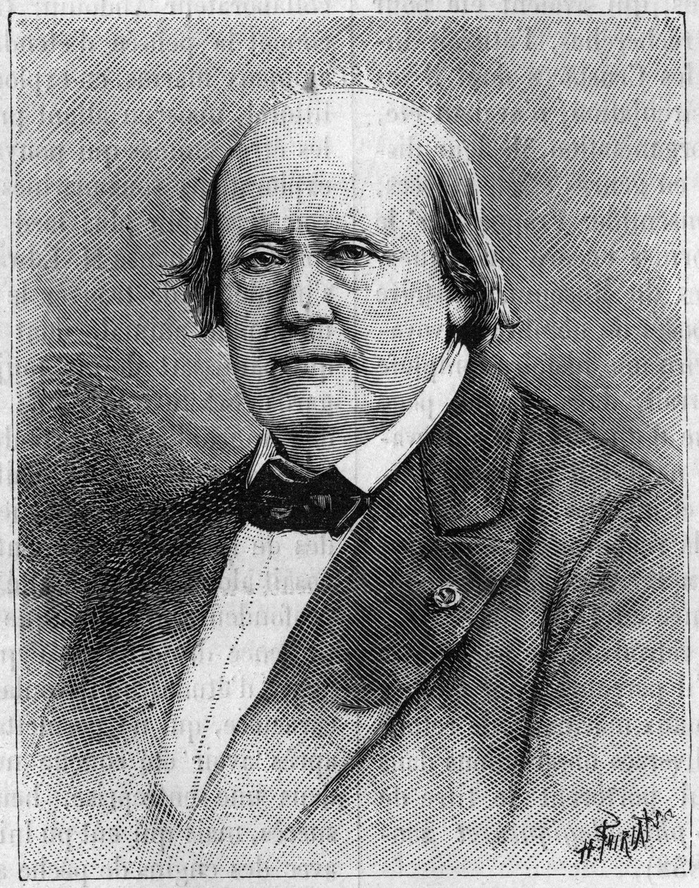 Retrato de Henri Milne Edwards (1800-1885), naturalista francés. (De una fotografía). Grabado en "La Nature: revue des sciences et de leurs applications aux arts et a l