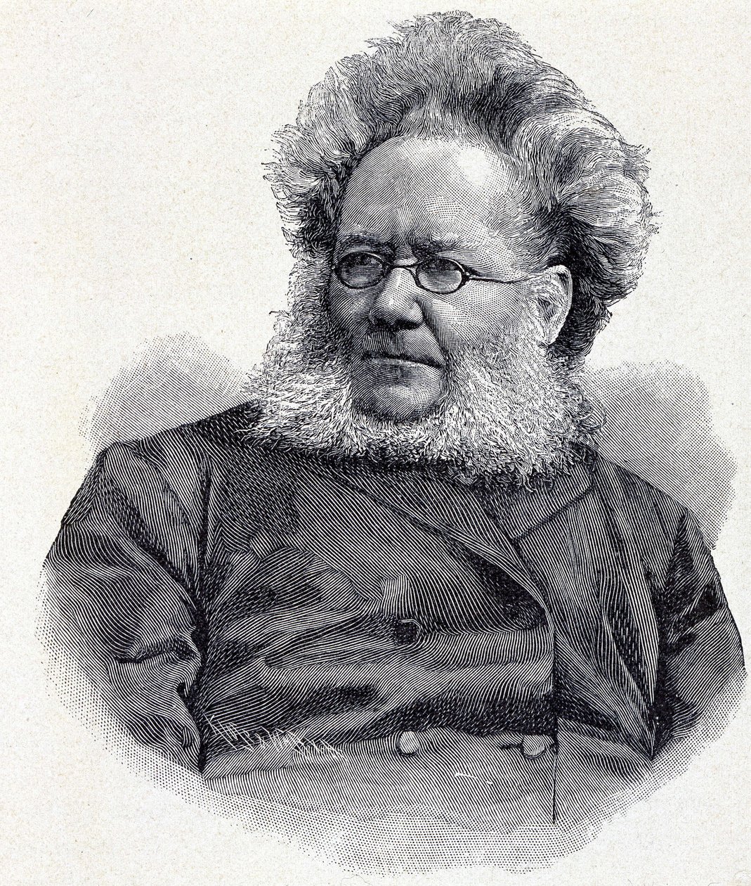 Retrato de Henrik (Henri) Johan Ibsen (1828-1906), poeta y dramaturgo noruego, grabado del siglo XIX de Unknown artist