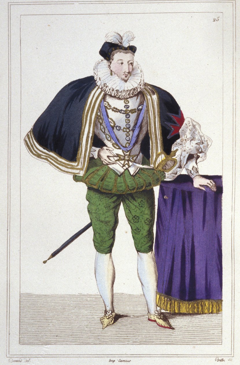 Retrato de Enrique III (1551 - 1589), Rey de Francia (grabado de 1830) de Unknown artist
