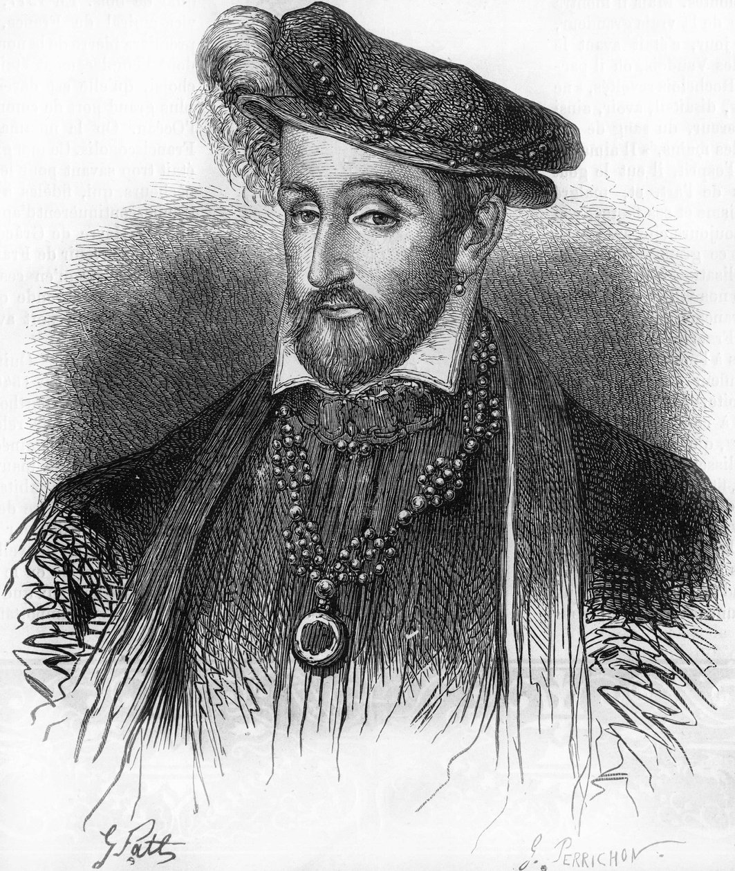 Retrato de Enrique II Rey de Francia (1519-1559), grabado del siglo XIX. de Unknown artist