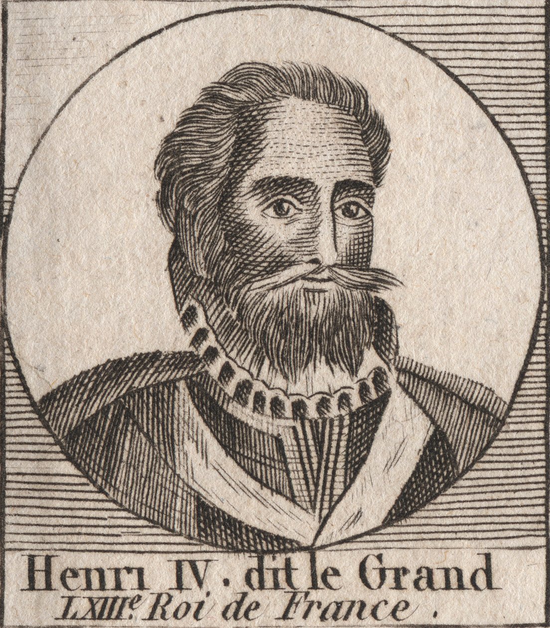 Retrato de Enrique IV (1553-1610) Rey de Francia - grabado de “Instruction sur l