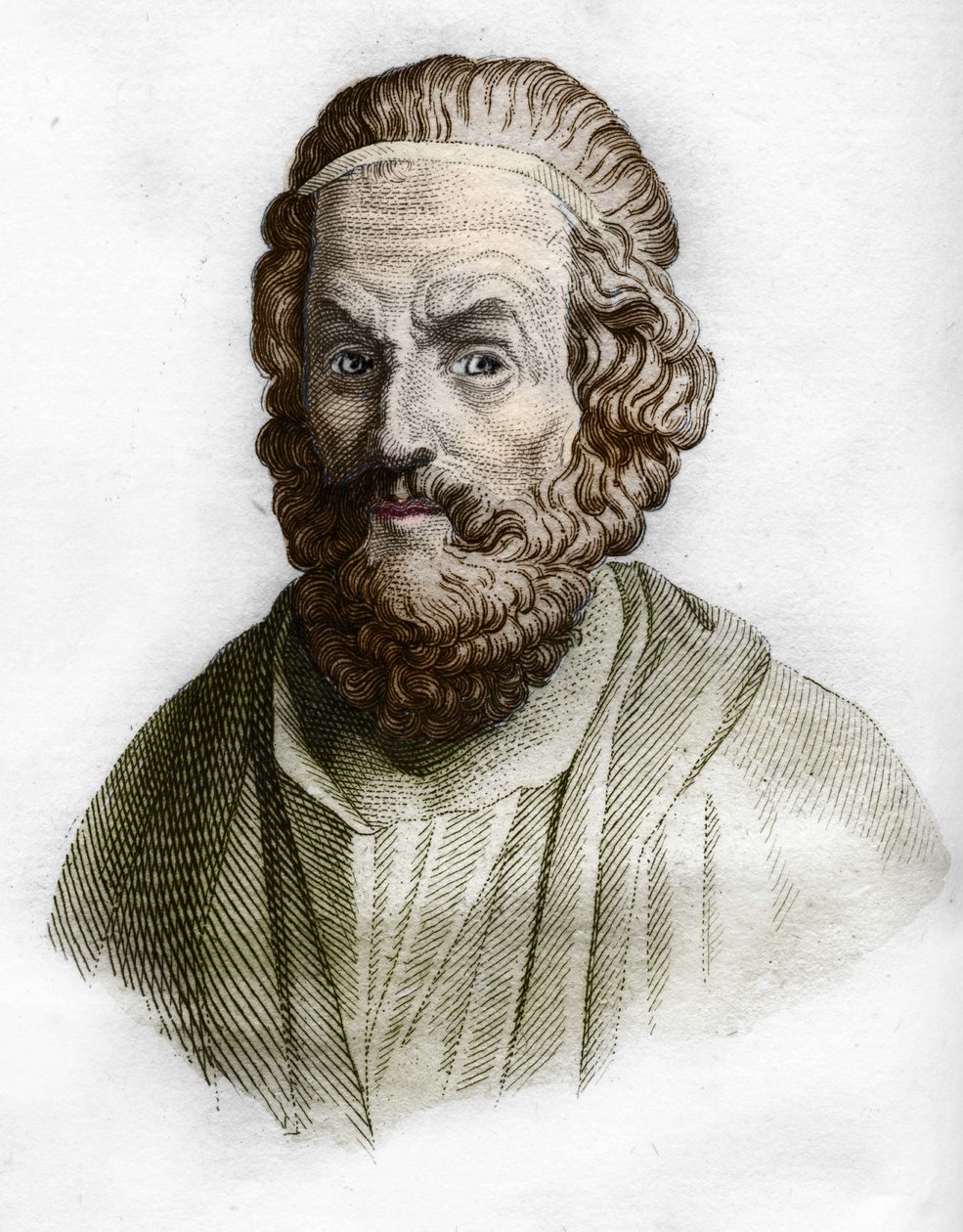 Retrato de Homero (siglo IX a.C.) poeta griego. En historia antigua de Rollin. 1829 de Unknown artist