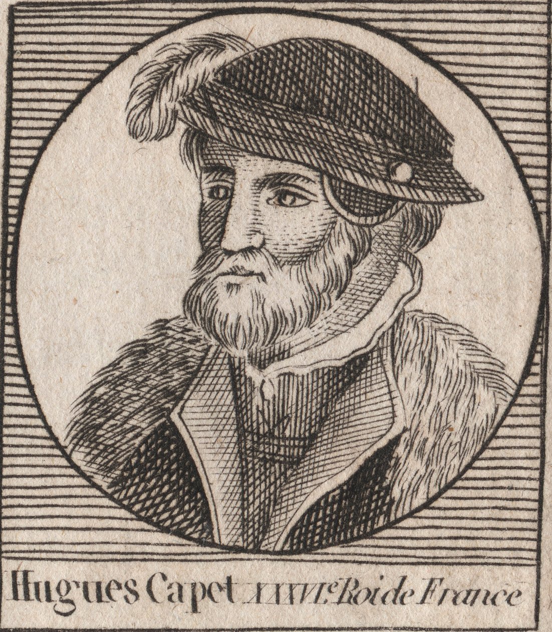 Retrato de Hugo I Capeto (ca. 941 - 996), Duque de Francia y luego Rey de Francia - grabado de “Instruction sur l