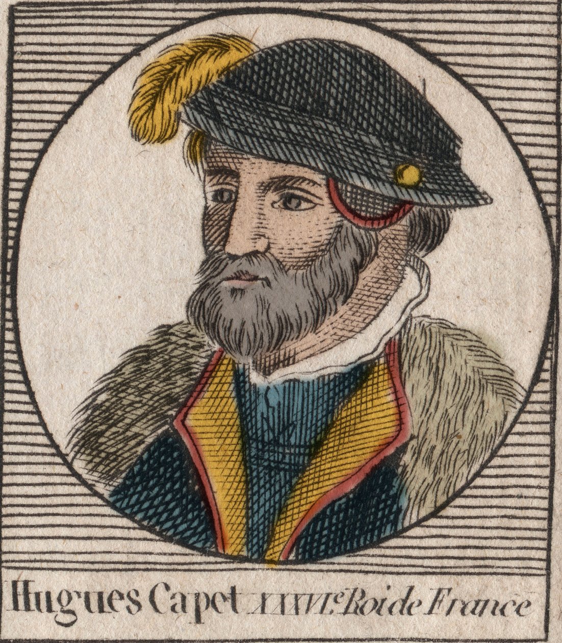 Retrato de Hugo I Capeto (ca. 941-996), Duque de Francia y luego Rey de Francia - grabado de “Instruction sur l