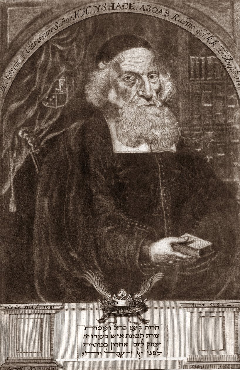 Retrato de Isaac Aboab da Fonseca (1605-1693) - Isaak Aboab Foonseca - rabino, erudito, cabalista y escritor de Unknown artist