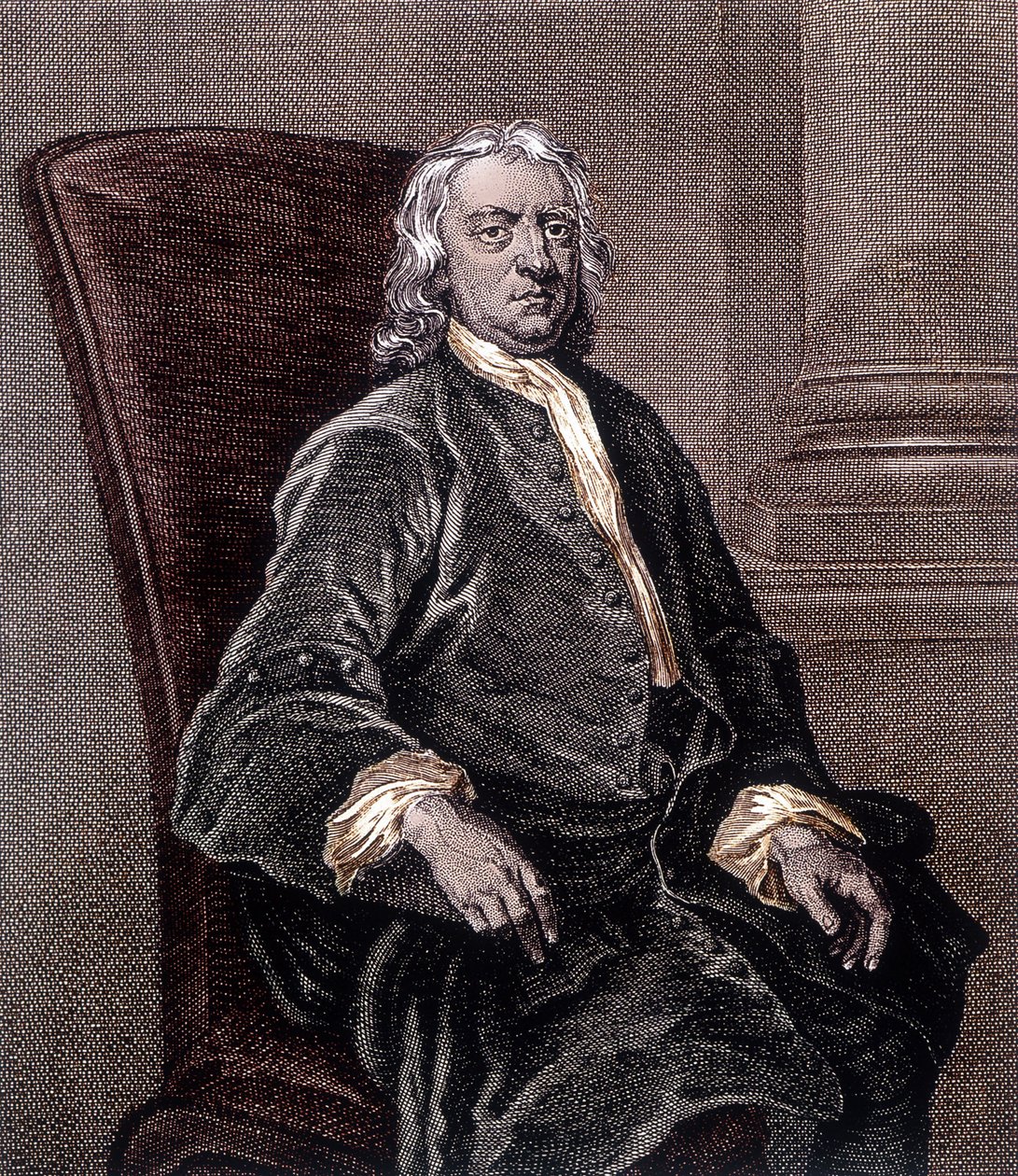 Retrato de Isaac Newton sentado en un sillón (grabado) de Unknown artist