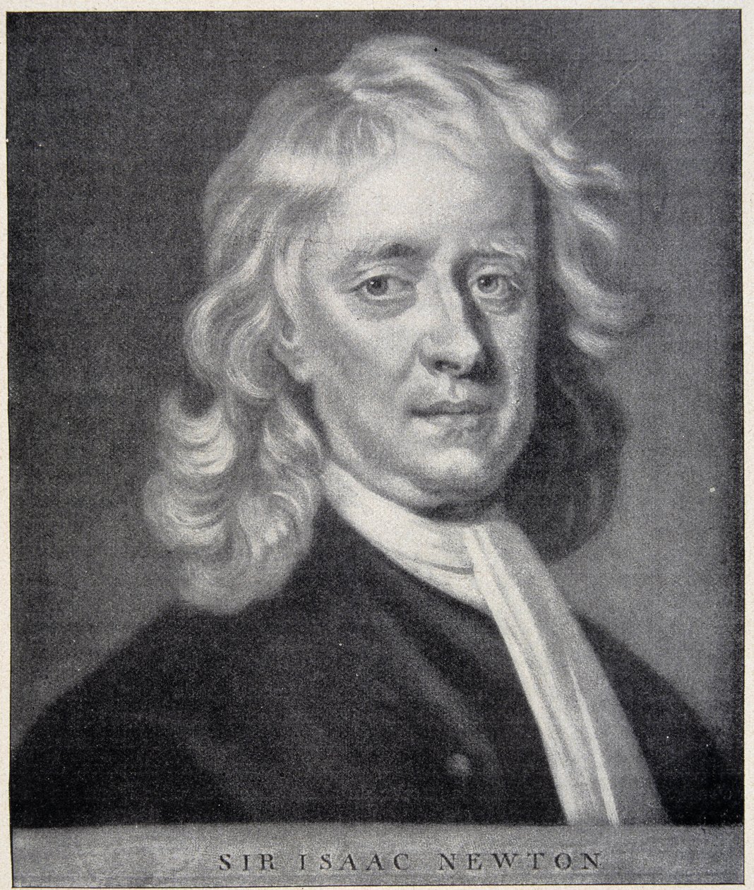 Retrato de Isaac Newton de cerca del original conservado en el Observatorio de Berlín. de Unknown artist