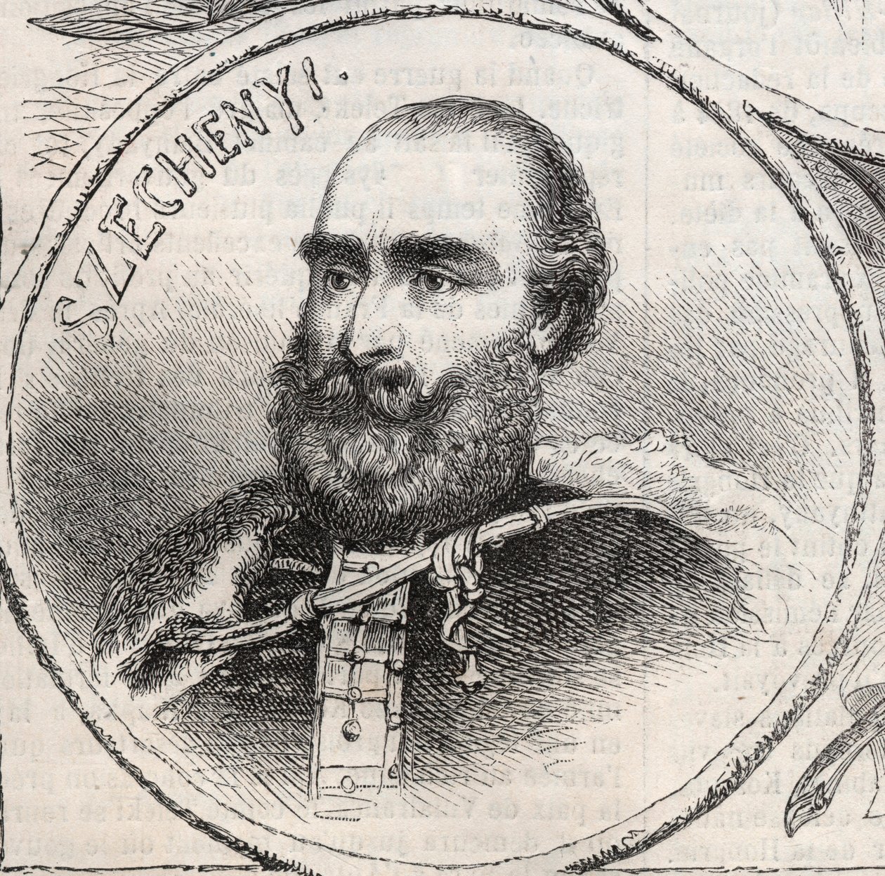 Retrato de István Széchenyi (1791-1860), político húngaro - Grabado de “El Mundo Ilustre” de Unknown artist