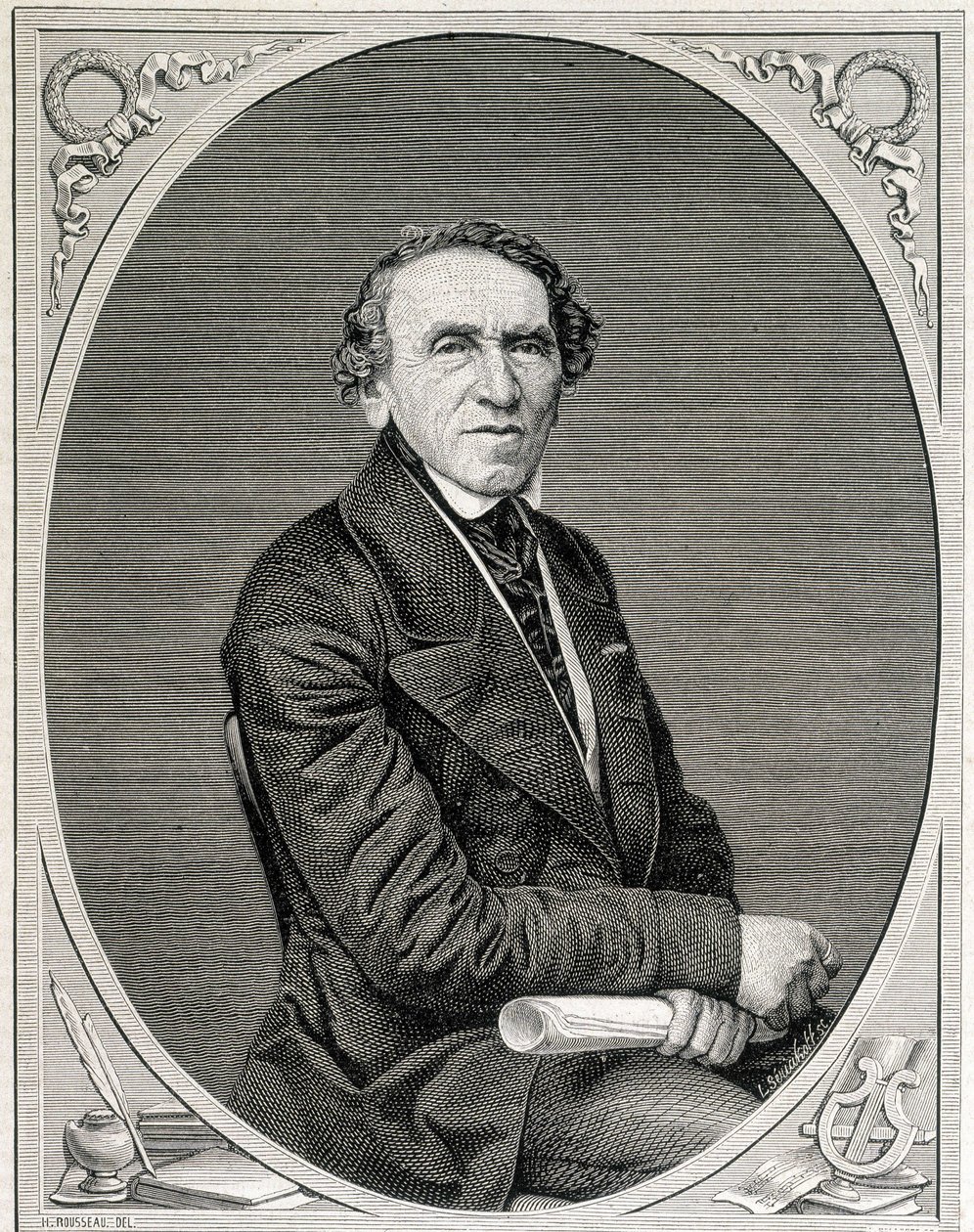 Retrato de Jakob Liebmann Beer, conocido como Giacomo Meyerbeer (1791 - 1864), compositor alemán. Grabado del siglo XIX de Unknown artist