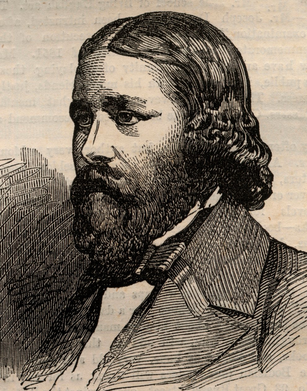Retrato de James Russell Lowell (1819-1891), poeta estadounidense. Grabado en “The Illustrated London News” del 20 de marzo de 1858. de Unknown artist