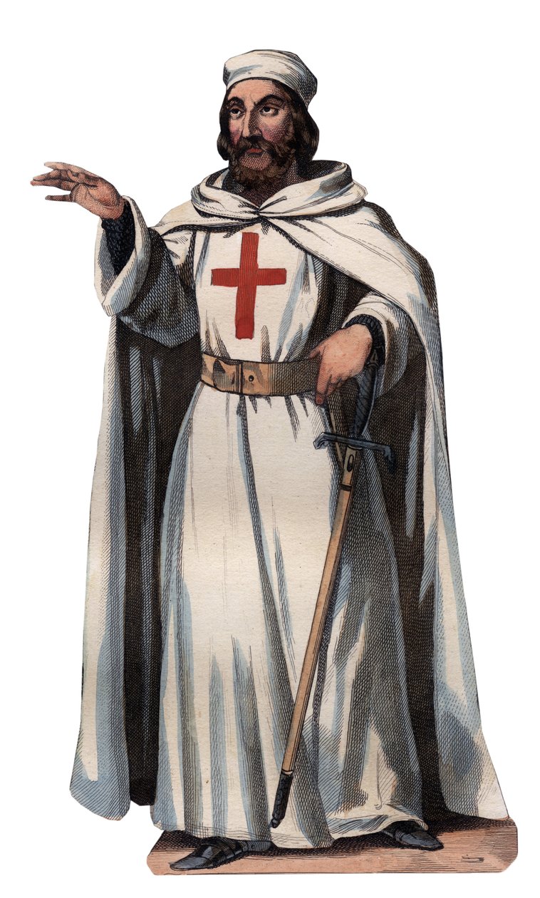 Retrato de Jacques de Molay (1243-1314), Gran Maestre de los Caballeros Templarios. Grabado de 1842 en "Histoire des papes" por Maurice Lachatre. Colección privada. de Unknown artist
