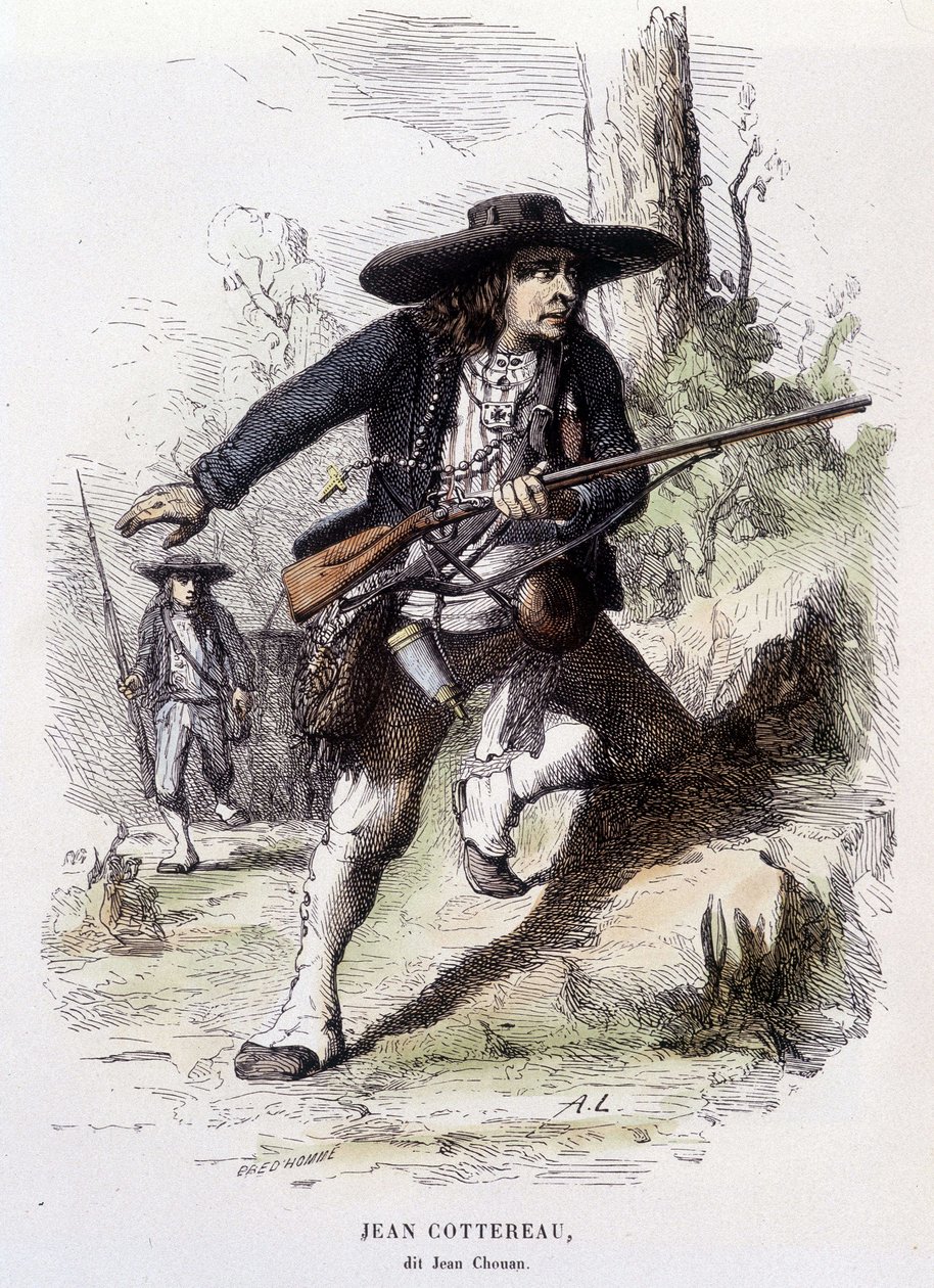Retrato de Jean Cottereau, llamado Jean Chouan (1757-1794), líder de la insurrección en Baja Maine en 1793 - grabado de Unknown artist