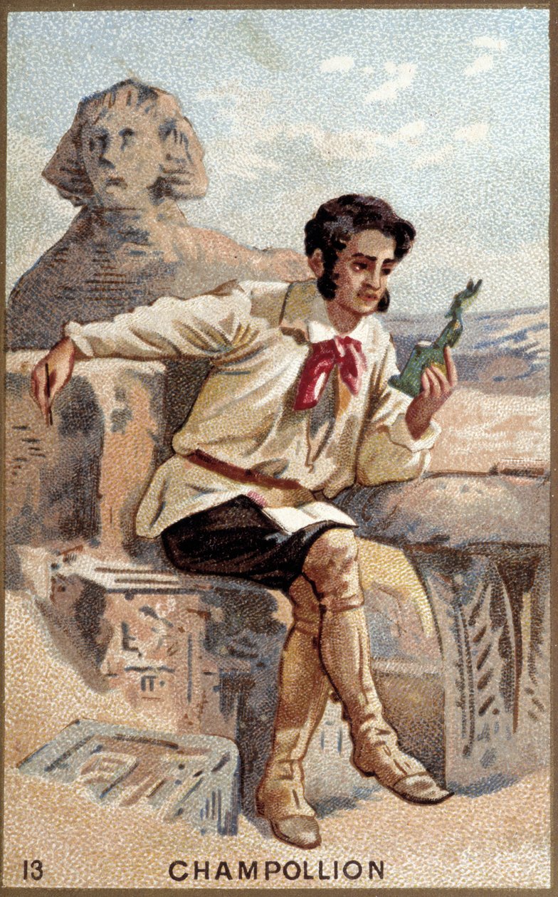 Retrato de Jean-François Champollion, llamado el Joven (1790 - 1832) egiptólogo francés. Cromolitografía del siglo XIX. de Unknown artist