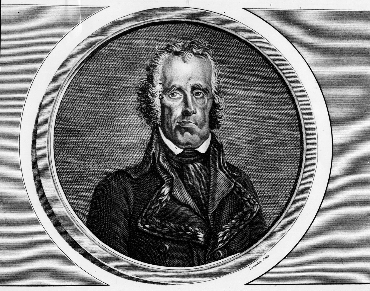 Retrato de Jean Nicolas Houchard (1738-1793), general francés. Grabado en “Colección completa de pinturas históricas de la Revolución Francesa, en tres volúmenes.” 1804. de Unknown artist