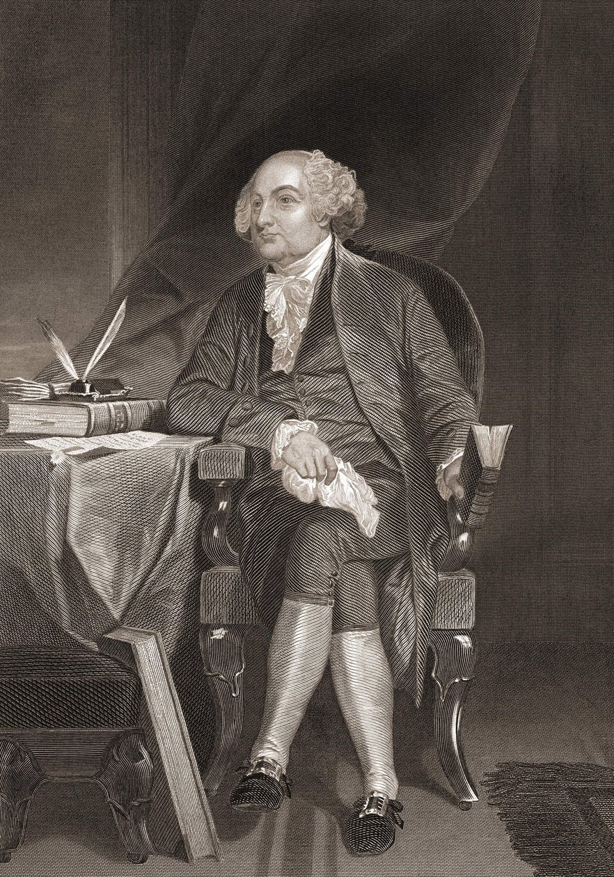 Retrato de John Adams (1735-1826), estadista estadounidense y segundo Presidente de los Estados Unidos. Grabado del siglo XIX. de Unknown artist