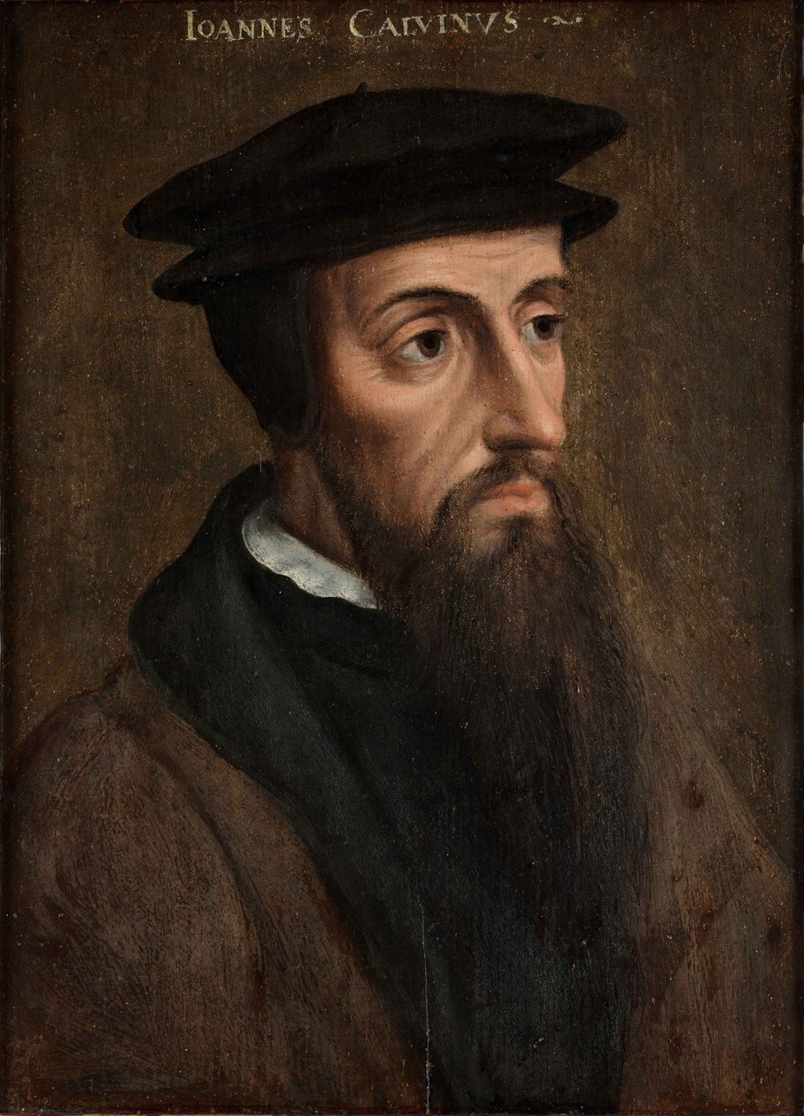 Retrato de Juan Calvino (1509-1564), c.1550 (óleo sobre tabla) de Unknown artist