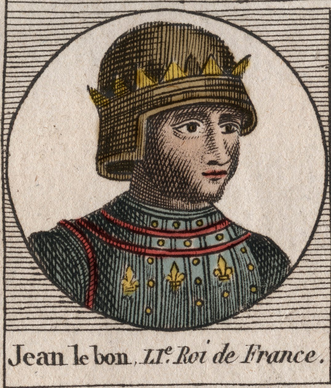 Retrato de Juan II el Bueno (1319-1364), Rey de Francia - grabado de “Instruction sur l