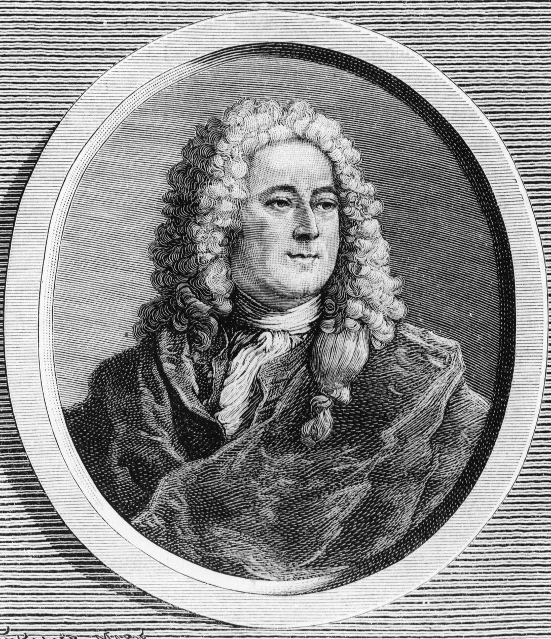 Retrato de John Law (1671 - 1729), financiero escocés que causó la bancarrota en 1720 (Evento de la Rue Quincampoix) - en "La Francia judía" de Edouard Drumont. de Unknown artist