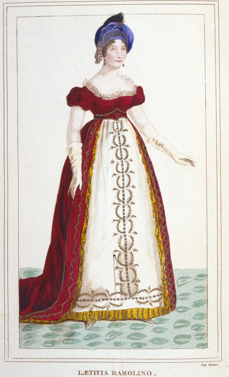 Retrato de Laetitia Bonaparte (Letizia Maria Ramolino) (1750-1836), madre de Napoleón I. grabado de 1830 de Unknown artist