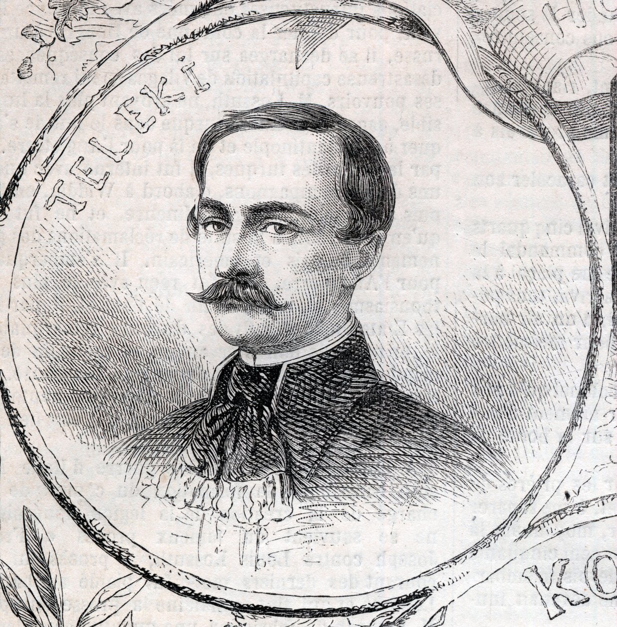 Retrato de Laszlo Teleki, escritor y político húngaro - Grabado en “El Mundo Ilustre” de Unknown artist