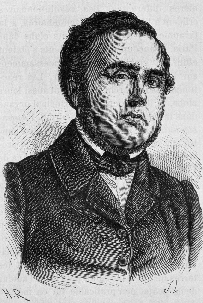 Retrato de Ledru-Rollin (1807 - 1874). Grabado de finales del siglo XIX en “Histoire de France” de H. Martin de Unknown artist