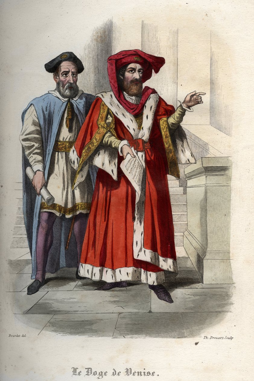 Retrato de Leonardo Loredan (Loredano) (1436-1521), dogo de la República de Venecia. Grabado de 1842 en "Historia de los papas" de Maurice Lachatre. Colección privada. de Unknown artist