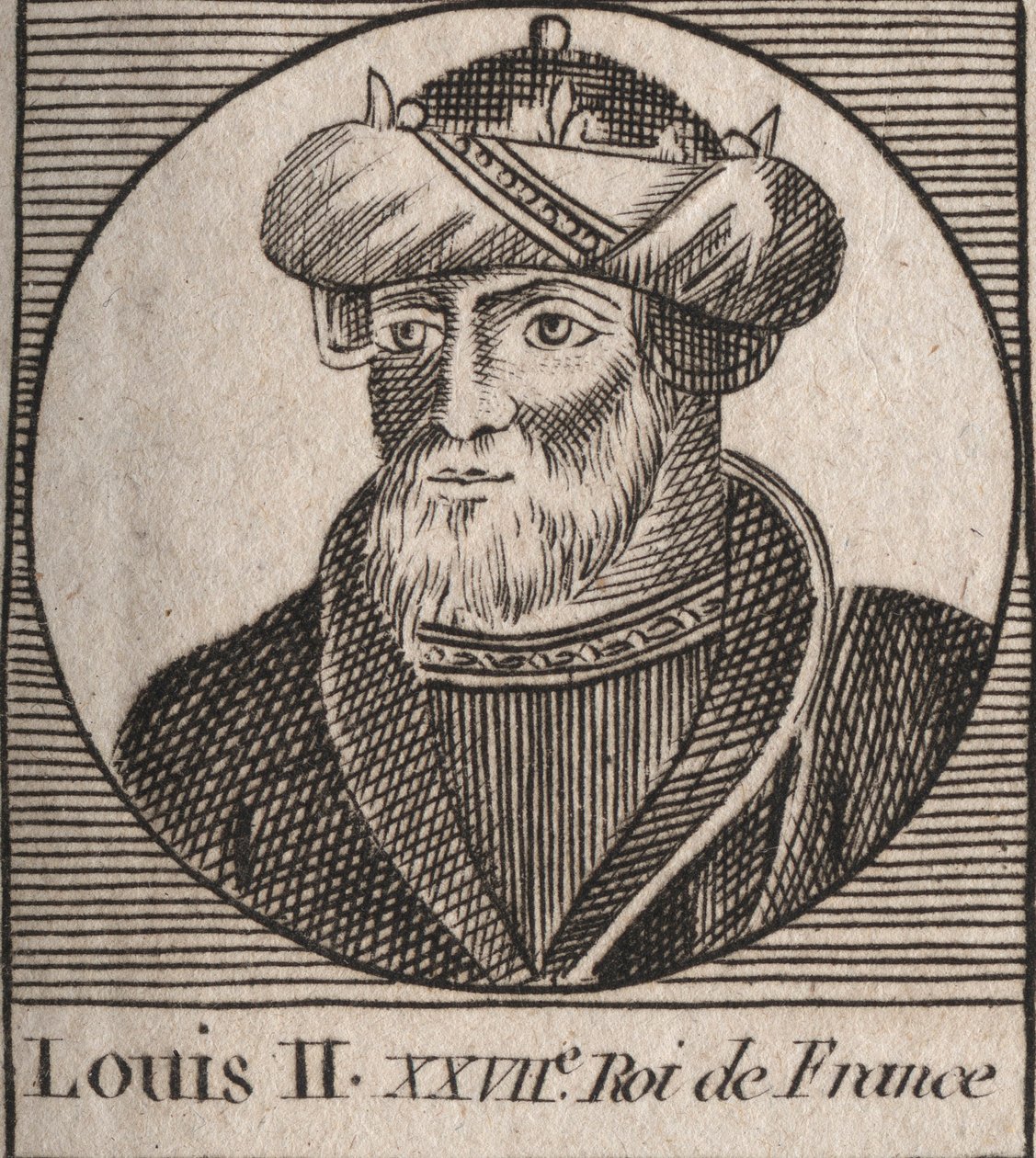 Retrato de Luis II el Tartamudo (846-879), Rey de los Francos - Luis II El Tartamudo (848-879) - grabado de “Instruction sur l