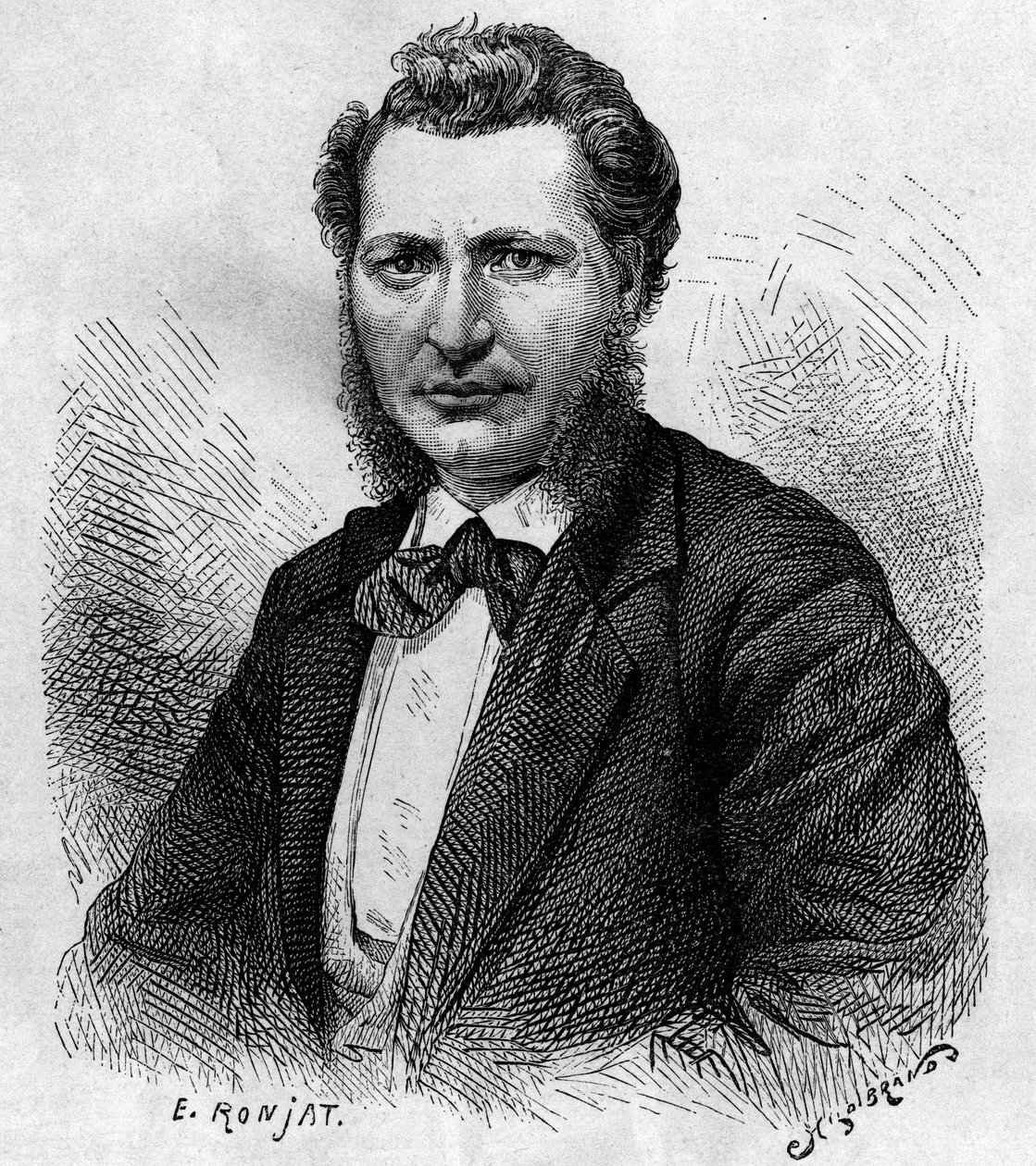 Retrato de Louis Riel (1844-1885), político canadiense y defensor del pueblo mestizo. Grabado en "Le journal de la jeunesse". de Unknown artist
