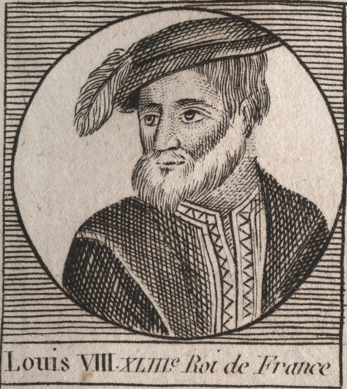 Retrato de Luis VIII (1187-1226) llamado el León, rey de Francia - grabado de “Instruction sur l