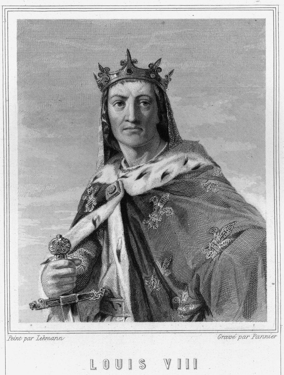 Retrato de Luis VIII (1187 - 1226), Rey de Francia - en “Histoire des Français” de Lavallée, grabado de Unknown artist