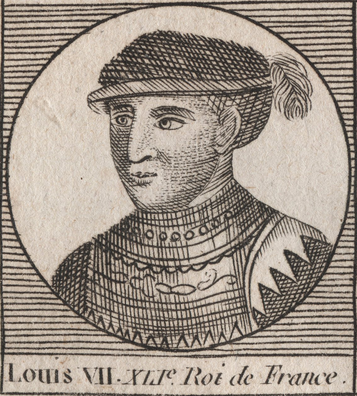 Retrato de Luis VII llamado el Joven (1120-1180), Rey de los Francos de 1137 a 1180 - grabado de “Instruction sur l