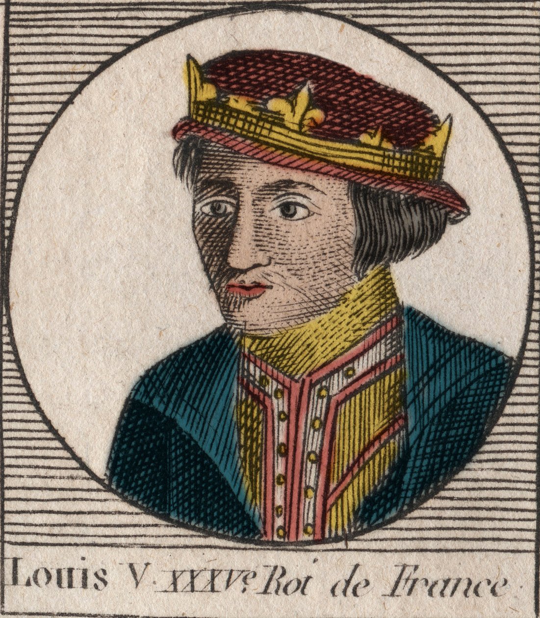 Retrato de Luis V el Holgazán (967-987), Rey de Francia - Grabado de “Instrucción sobre la Historia de Francia” por Charles Constant Le Tellier 1821 de Unknown artist