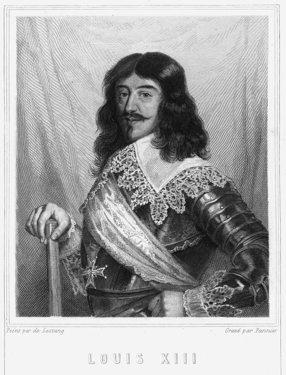 Retrato de Luis XIII (1601 - 1643), Rey de Francia - en "Histoire des Français" de Lavallée, grabado, sd. de Unknown artist