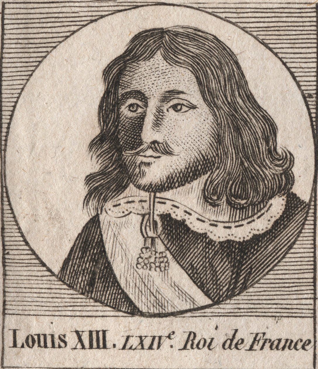 Retrato de Luis XIII el Justo (1601-1643) Rey de Francia - grabado de “Instruction sur l
