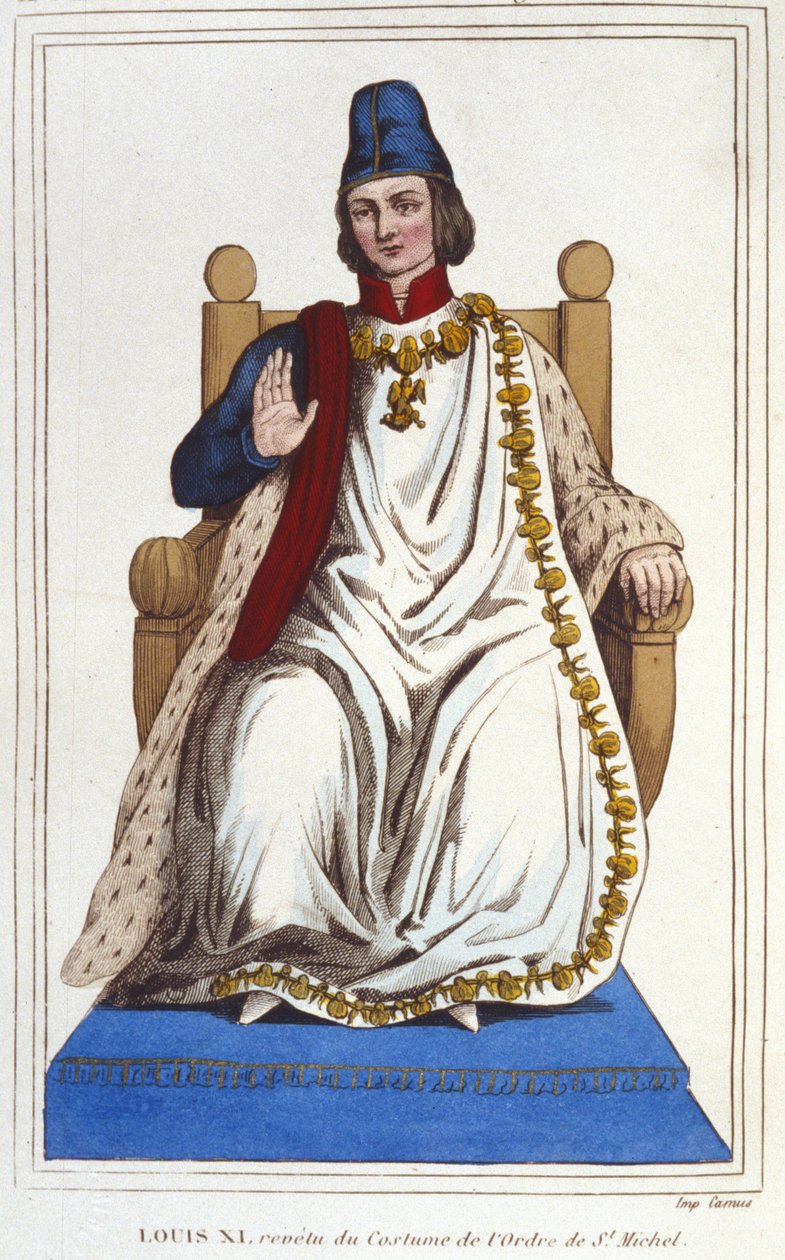 Retrato de Luis XI con el traje de la Orden de San Miguel (1423 - 1483) (grabado de 1830) de Unknown artist