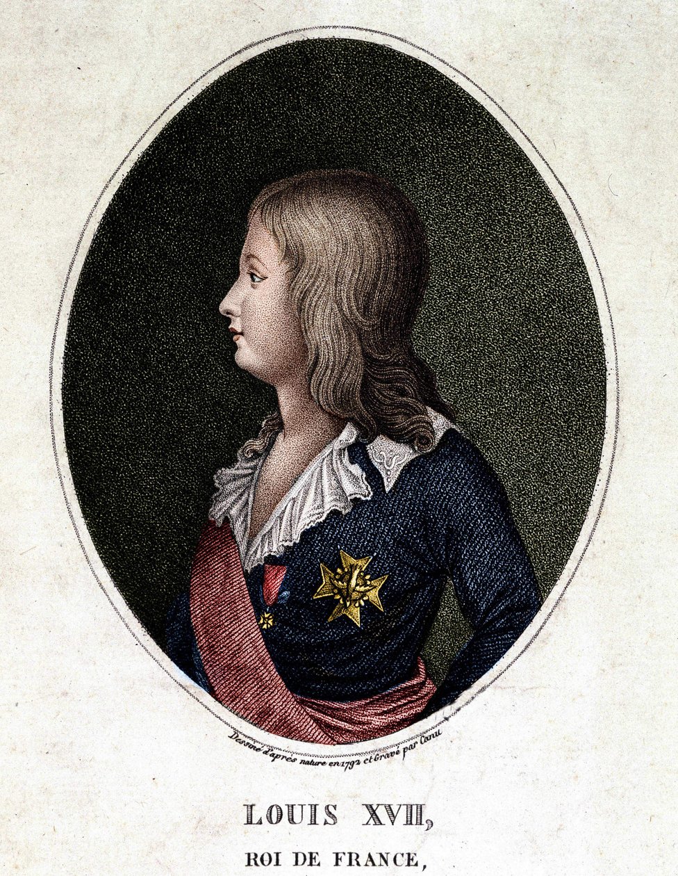 Retrato de Luis XVII, delfín de Francia (grabado del siglo XIX) de Unknown artist