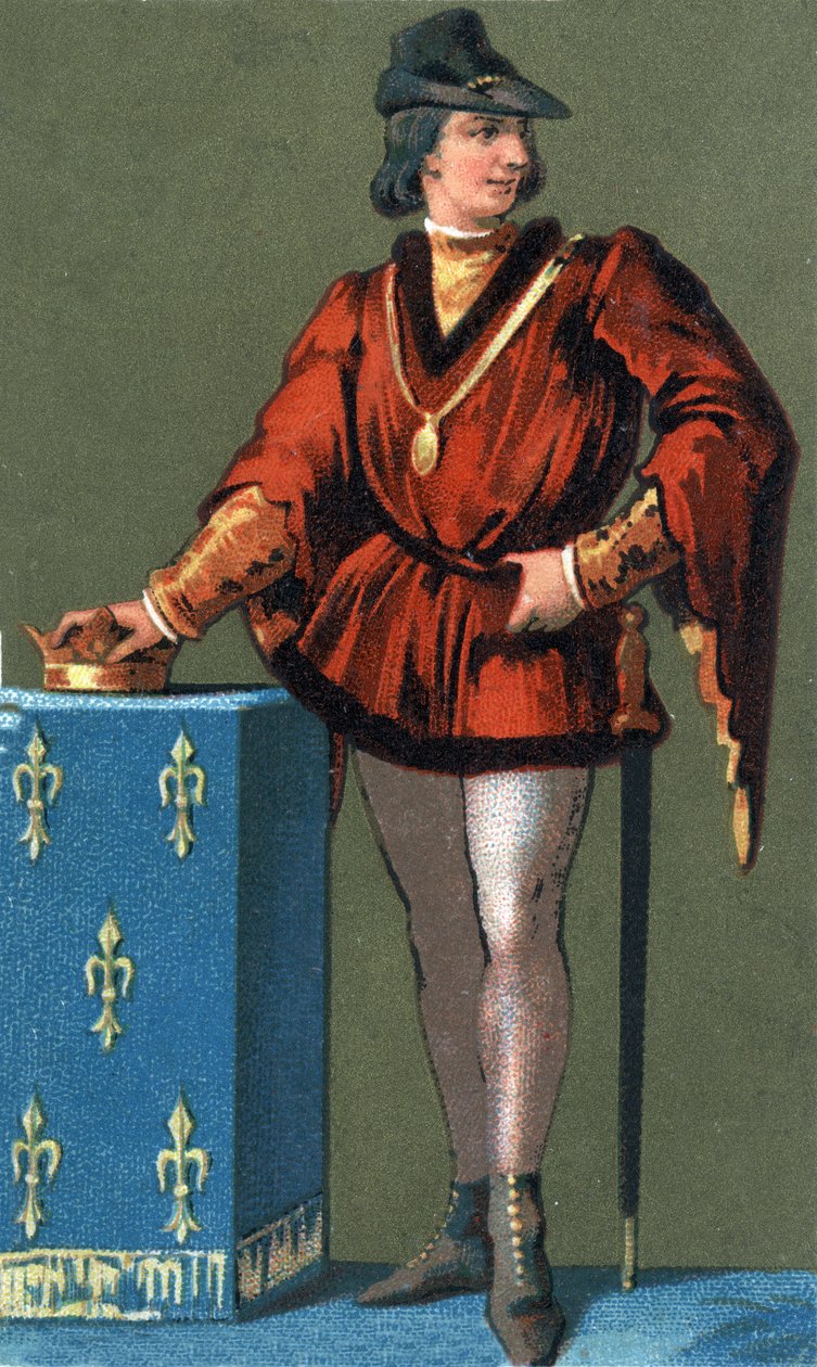 Retrato de Luis X el Obstinado, Rey de Francia. Cromolitografía del siglo XIX de Unknown artist
