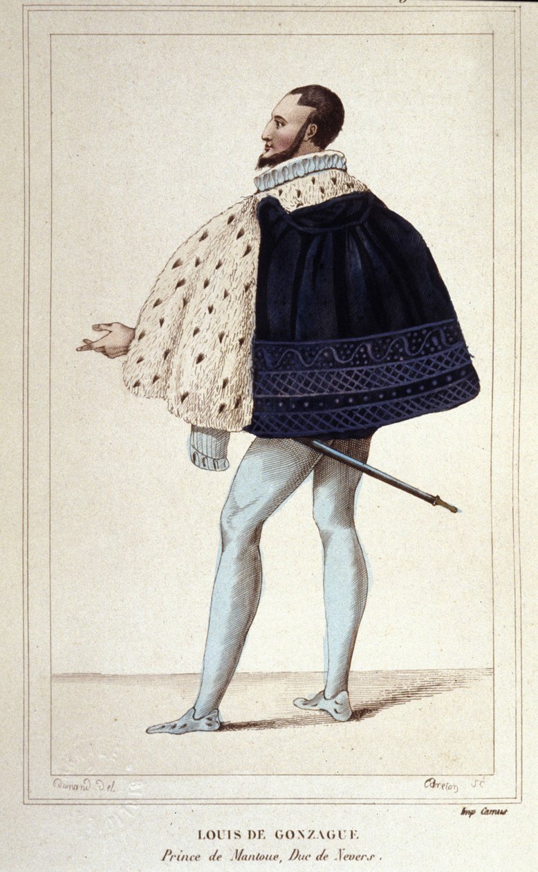 Retrato de Luis de Gonzaga, Duque de Mantua, ahora por su matrimonio en 1565 con Henriette de Cleves, el nuevo Duque de Nevers. Grabado de 1830 de Unknown artist