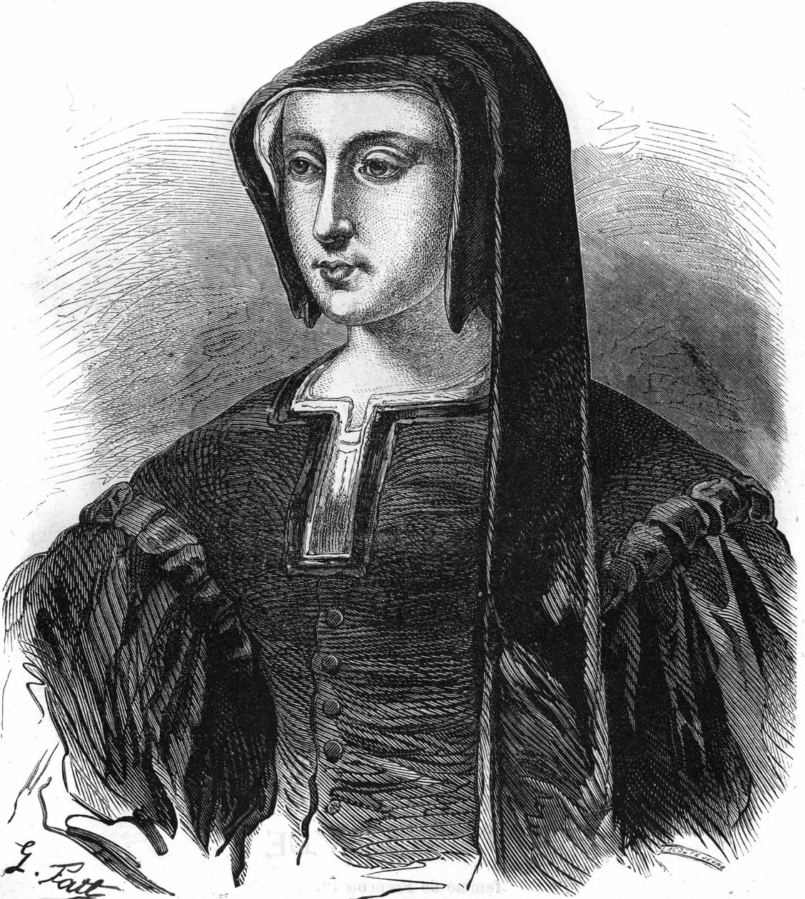 Retrato de Luisa de Saboya (1476-1531), regente de Francia, esposa de Carlos de Valois, Duque de Angulema y madre de Francisco I. Grabado del siglo XIX de Unknown artist